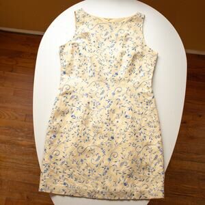 Jessica Howard Yellow and Blue Paisley Midi Sleeveless Dress Petite Size 14